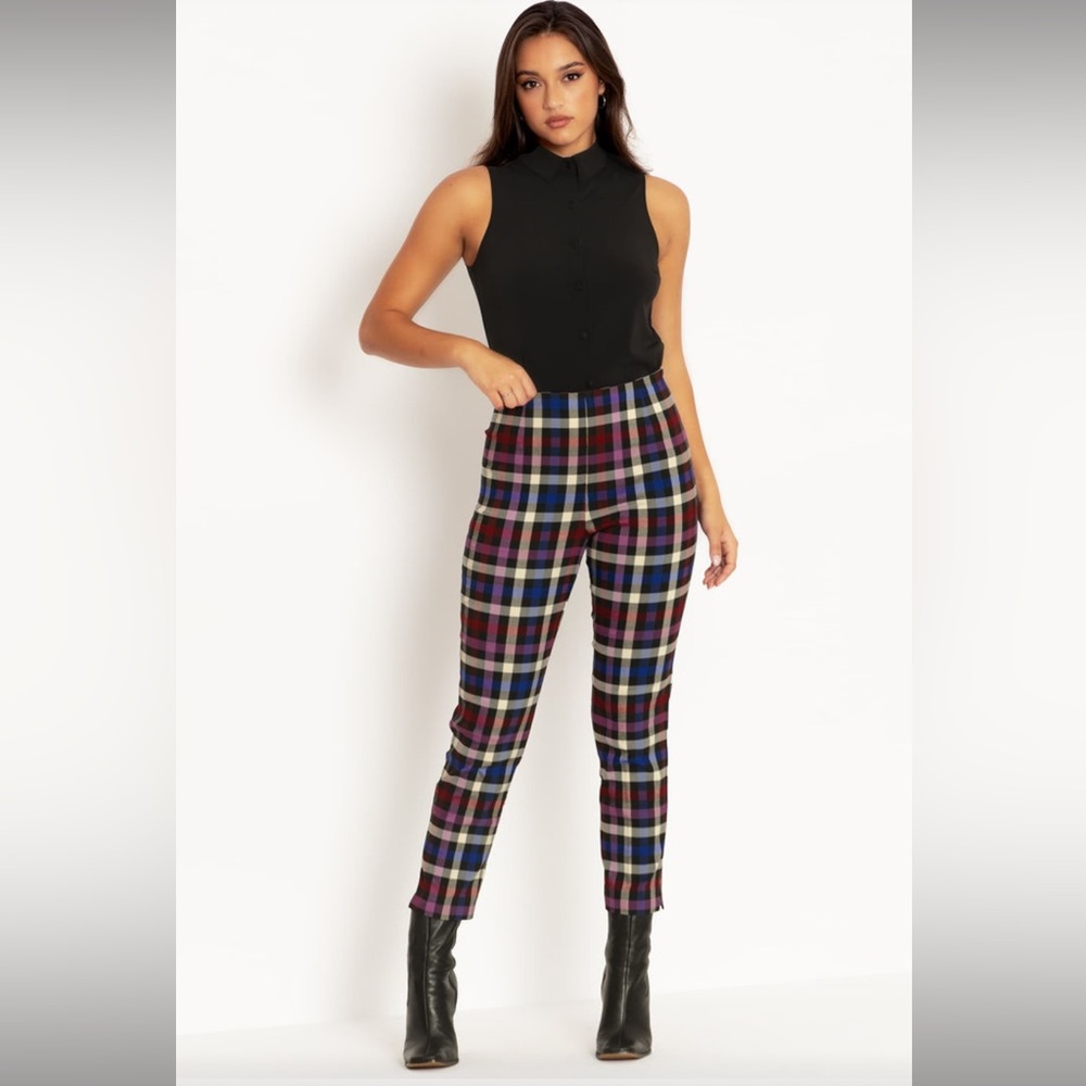 Tartan Static Cigarette Pants, Blackmilk Size